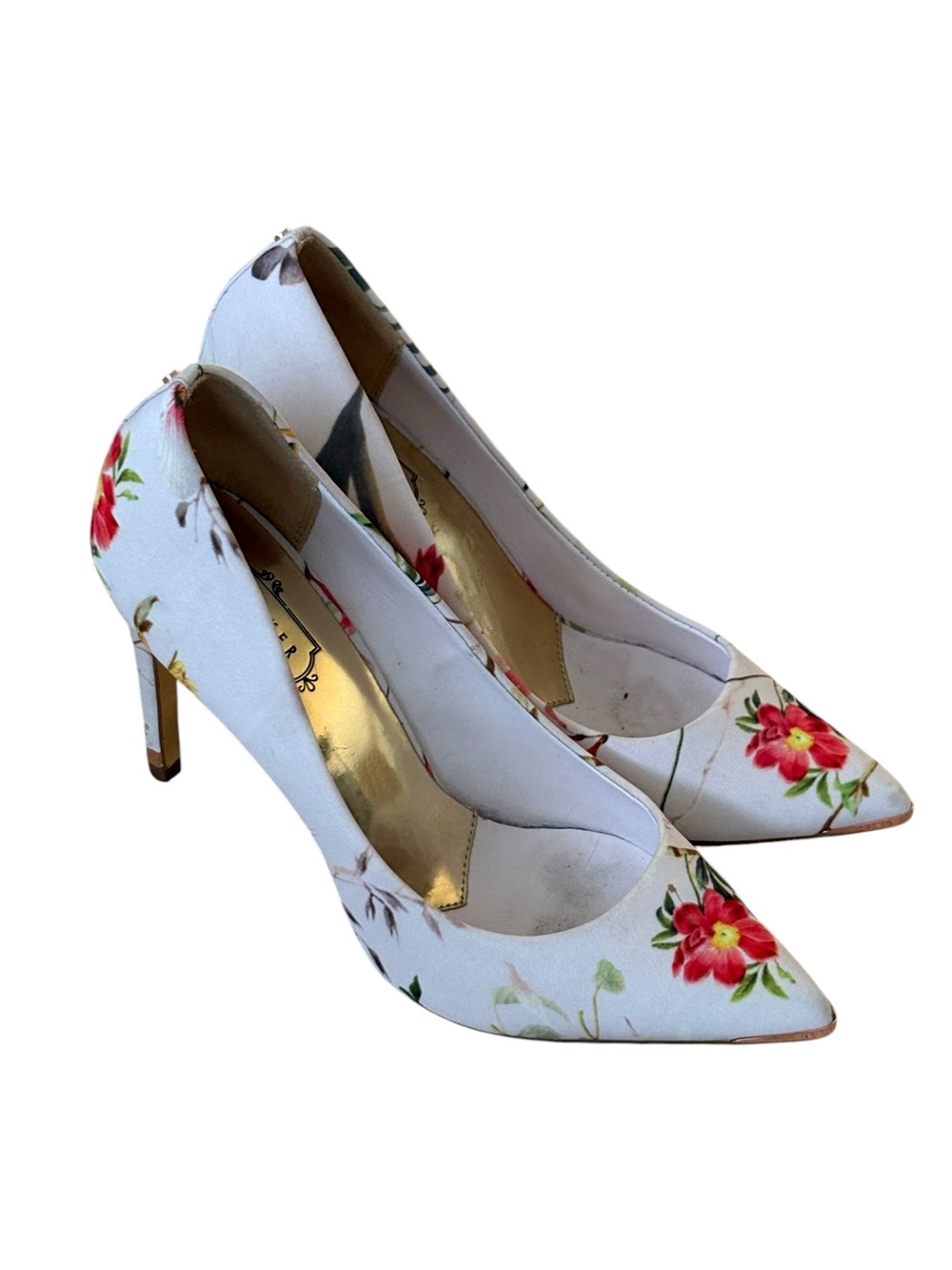 Ted Baker Saeberd Floral Print Satin Court Womens Heels Size 39 8.5
